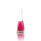 Pink nail polish bottle on a white background