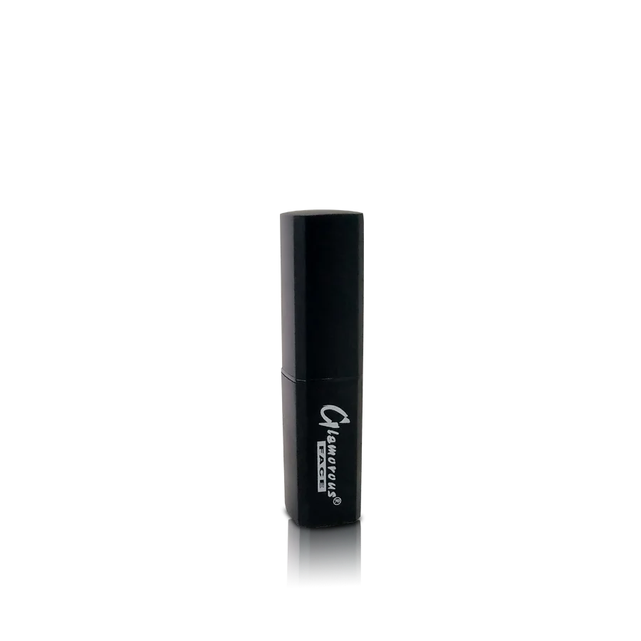 Black lipstick with 'Glamorous' branding on a white background