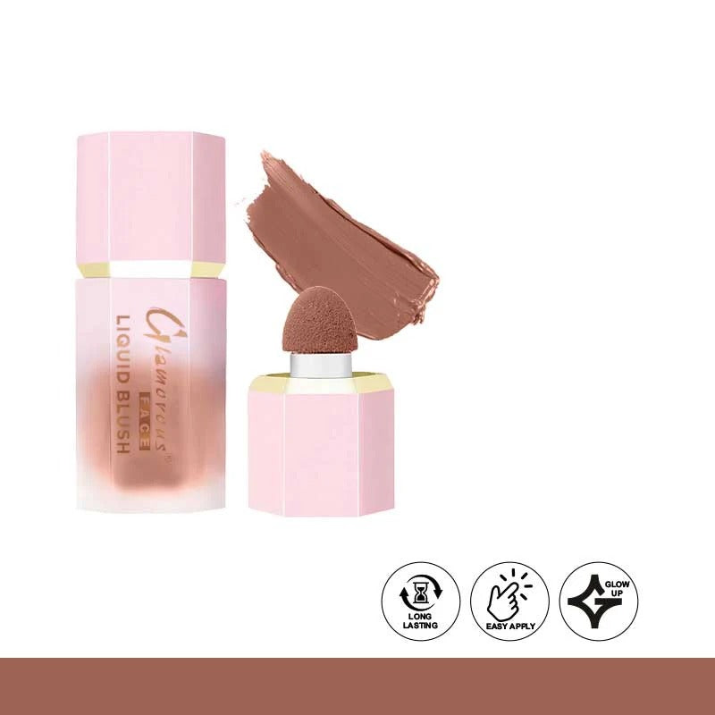 Makeup product with pink packaging and brown shade on a white background