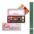 Makeup palette with 'Sweet Peach' branding on a white background