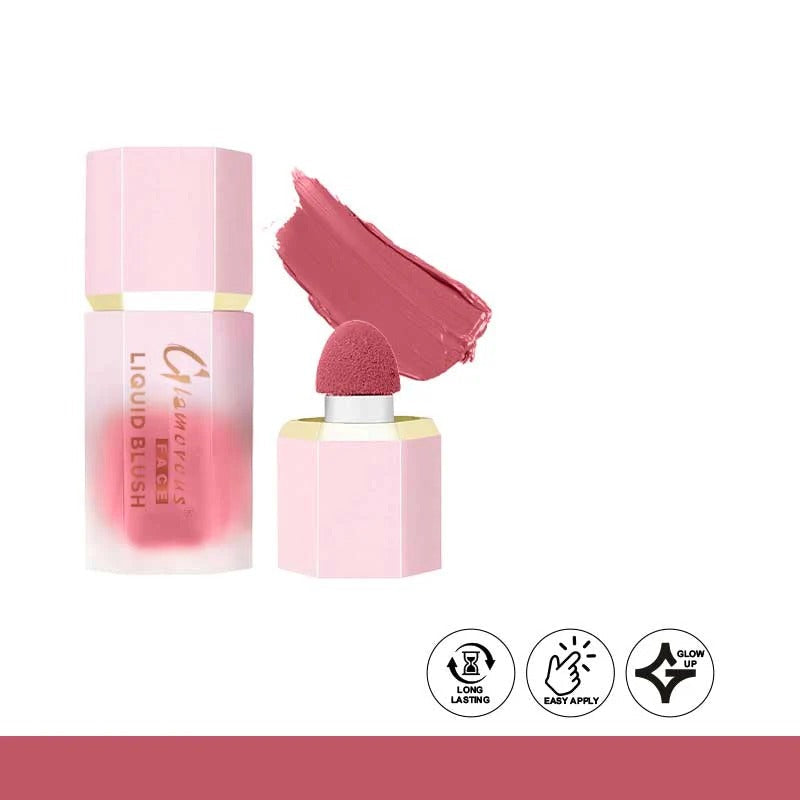 blush cream with applicator and packaging on a white background