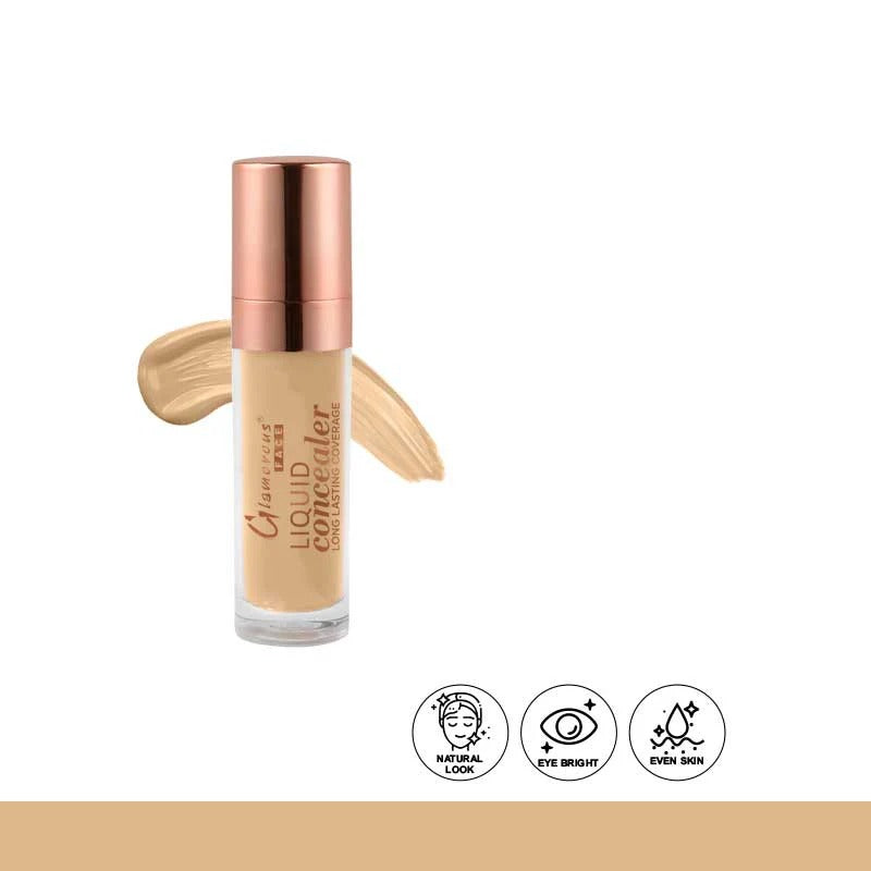 Liquid concealer bottle with rose gold cap on a white background