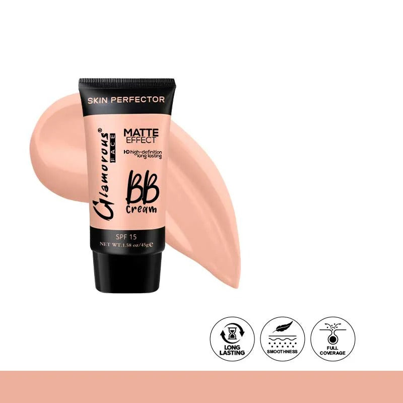 Glamorous BB Cream tube with a swatch on a white background