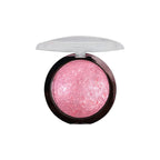 Compact blush with a pink shade on a white background