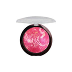 Compact blush with pink and white marbled shade on a white background