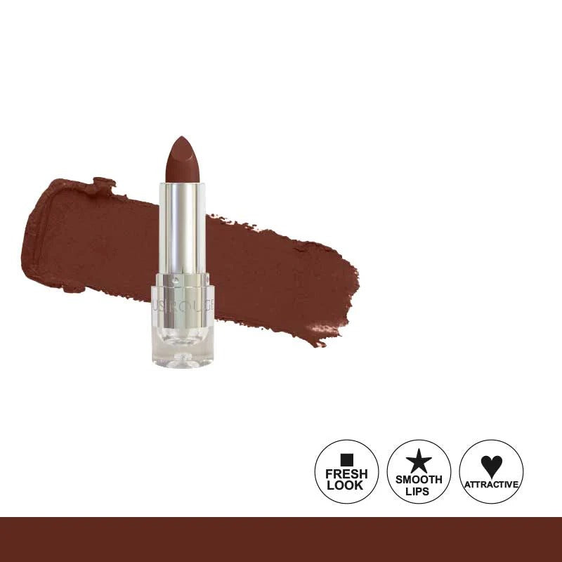 Brown lipstick with a swatch on a white background