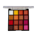 Makeup eyeshadow palette with various colors on a white background