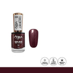 Nail polish bottle with a swatch on a white background