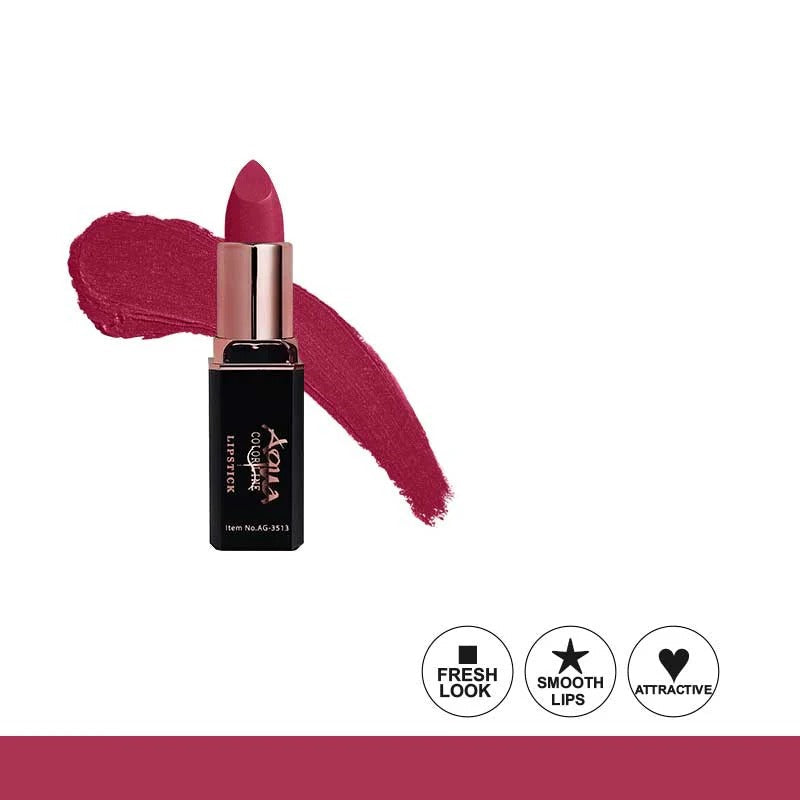 Lipstick with a swatch of red color on a white background