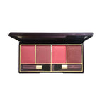 Makeup palette with four shades of blush on a white background