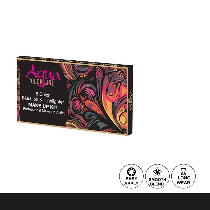 Makeup kit packaging with colorful design and brand name on a white background