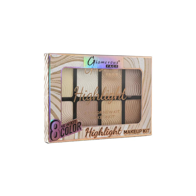 Makeup kit packaging with 'Glamorous Face' branding on a white background