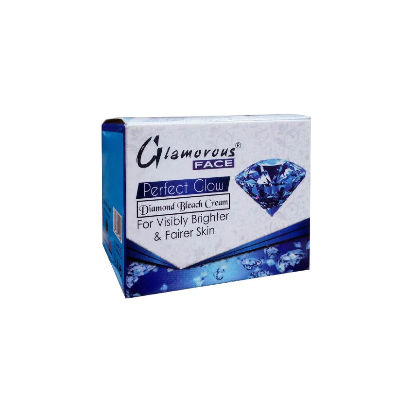 Glamorous Face Perfect Glow Diamond Bleach Cream packaging on a white background