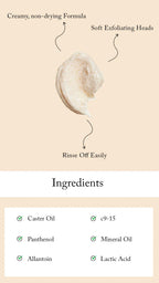 Product packaging with text on a beige background