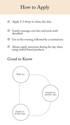 Instructions on how to apply a skincare Blesso product with a beige background