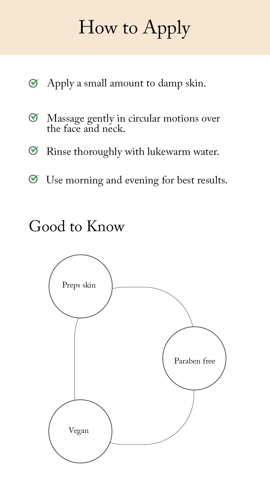 Instructions on how to apply a Blesso product with a diagram of its benefits.