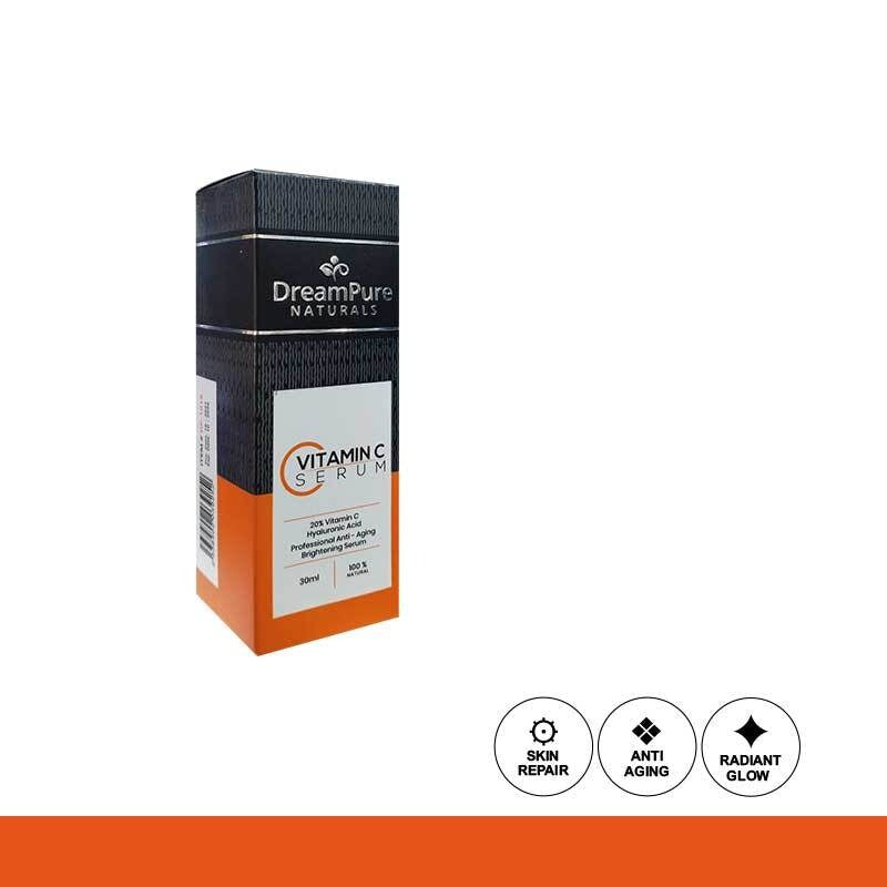 DreamPure Naturals Vitamin C Serum packaging on a white background