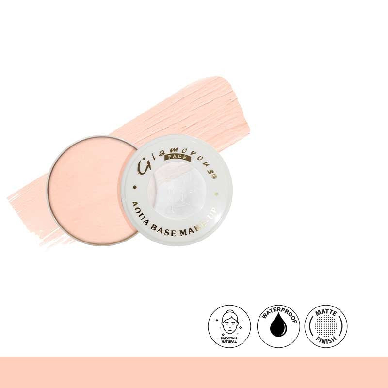 Glamorous Aqua Base Makeup with packaging on a white background