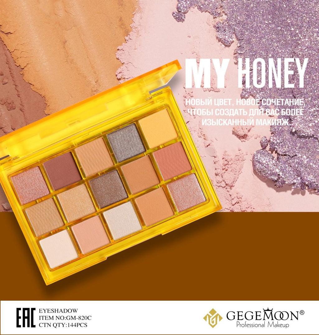 Makeup eyeshadow palette with 'My Honey' text and GEGE MOON branding.