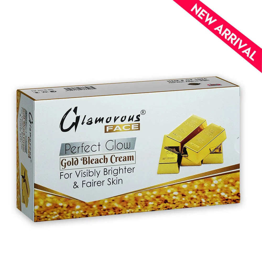 Glamorous Face Gold Bleach Cream packaging on a white background
