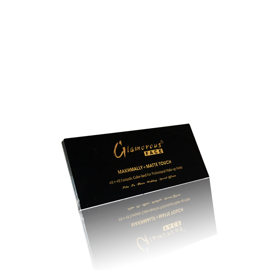 Makeup product packaging with 'Glamorous Face' branding on a white background