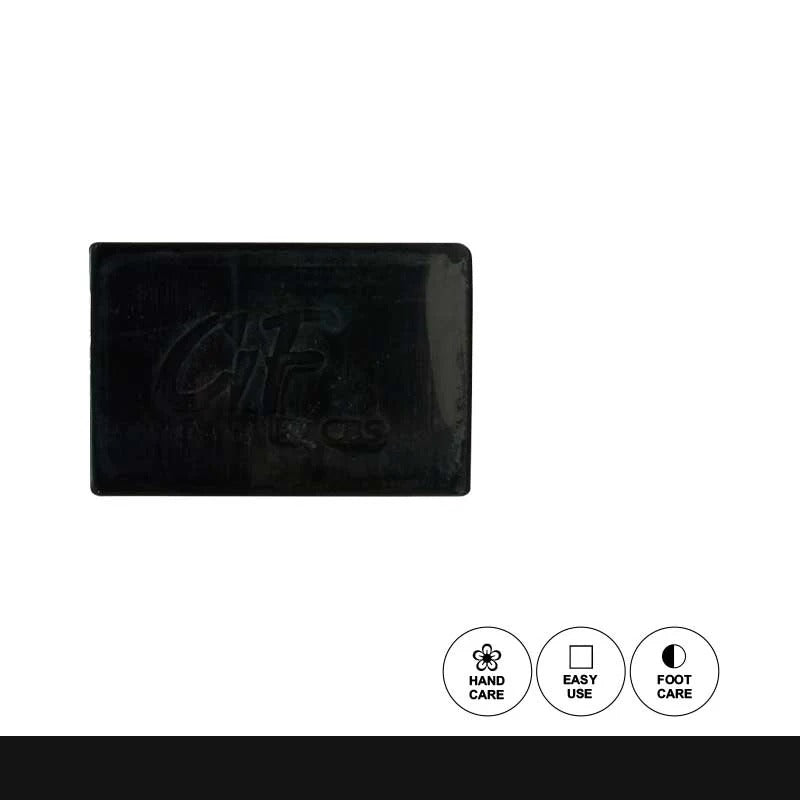 Black bar of Glamorous Face Organic Black Soap Avocado & Argan Oil