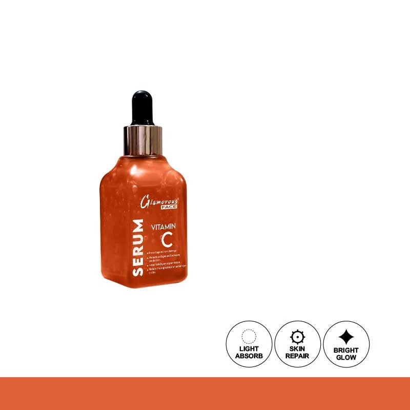 Vitamin C serum bottle with dropper on a white background