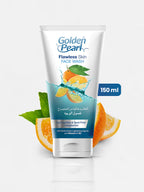 Golden Pearl Flawless Skin Face Wash tube with oranges and leaves on a white background