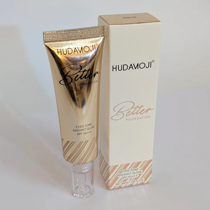 HUDAMOJI Better foundation tube and packaging on a white background