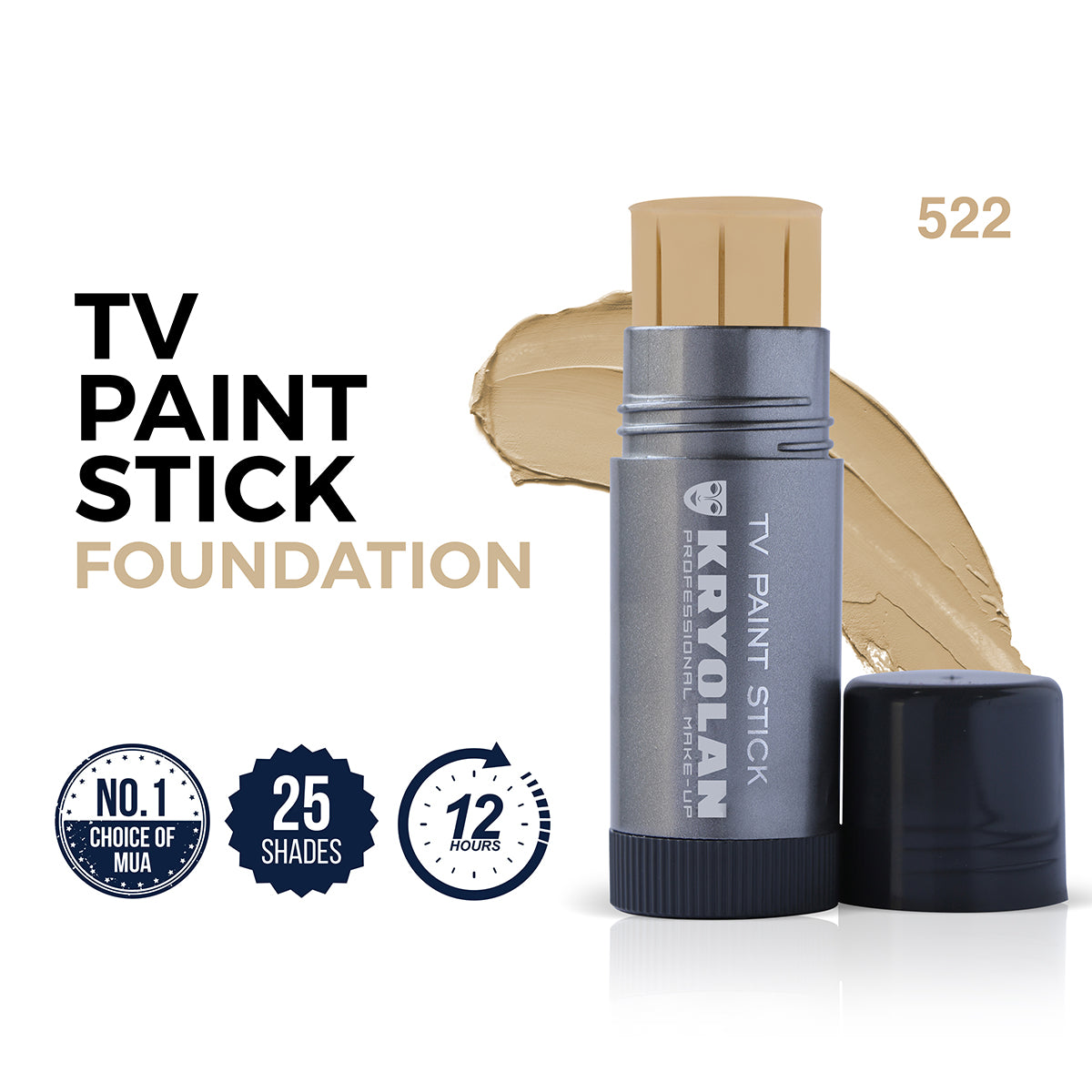 Kryolan TV Paint Stick Foundation with swatch on white background