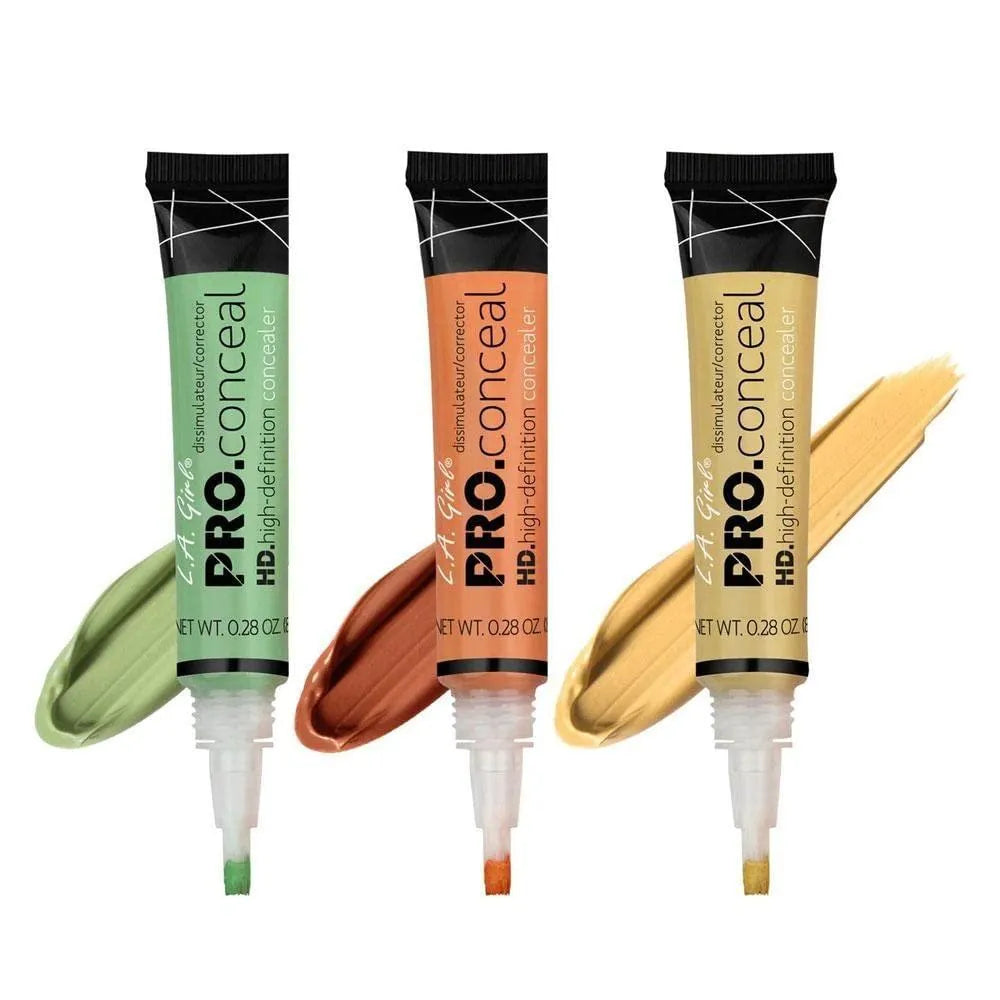 Three tubes of L.A. Girl HD Pro Conceal Trio: Flawless Finish Multi-Use Concealer