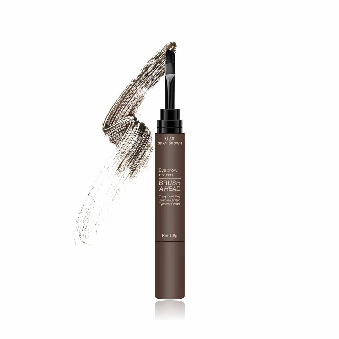 Eyebrow cream with brush on a white background