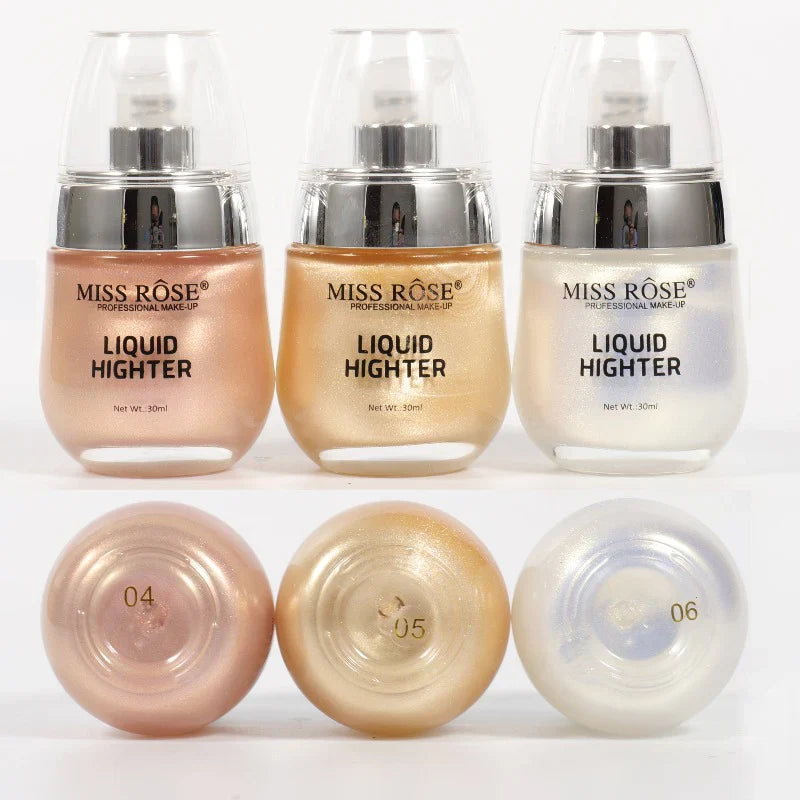 Three bottles of Miss Rose Liquid Higher with visible color options on a white background