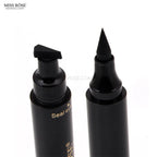 Black eyeliner pen and pump bottle with 'MISS ROSE' branding on a white background.