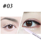 Close-up of an eye with Miss Rose Under Eye Pencil application and a pen labeled 'Eye Marker' on a white background.