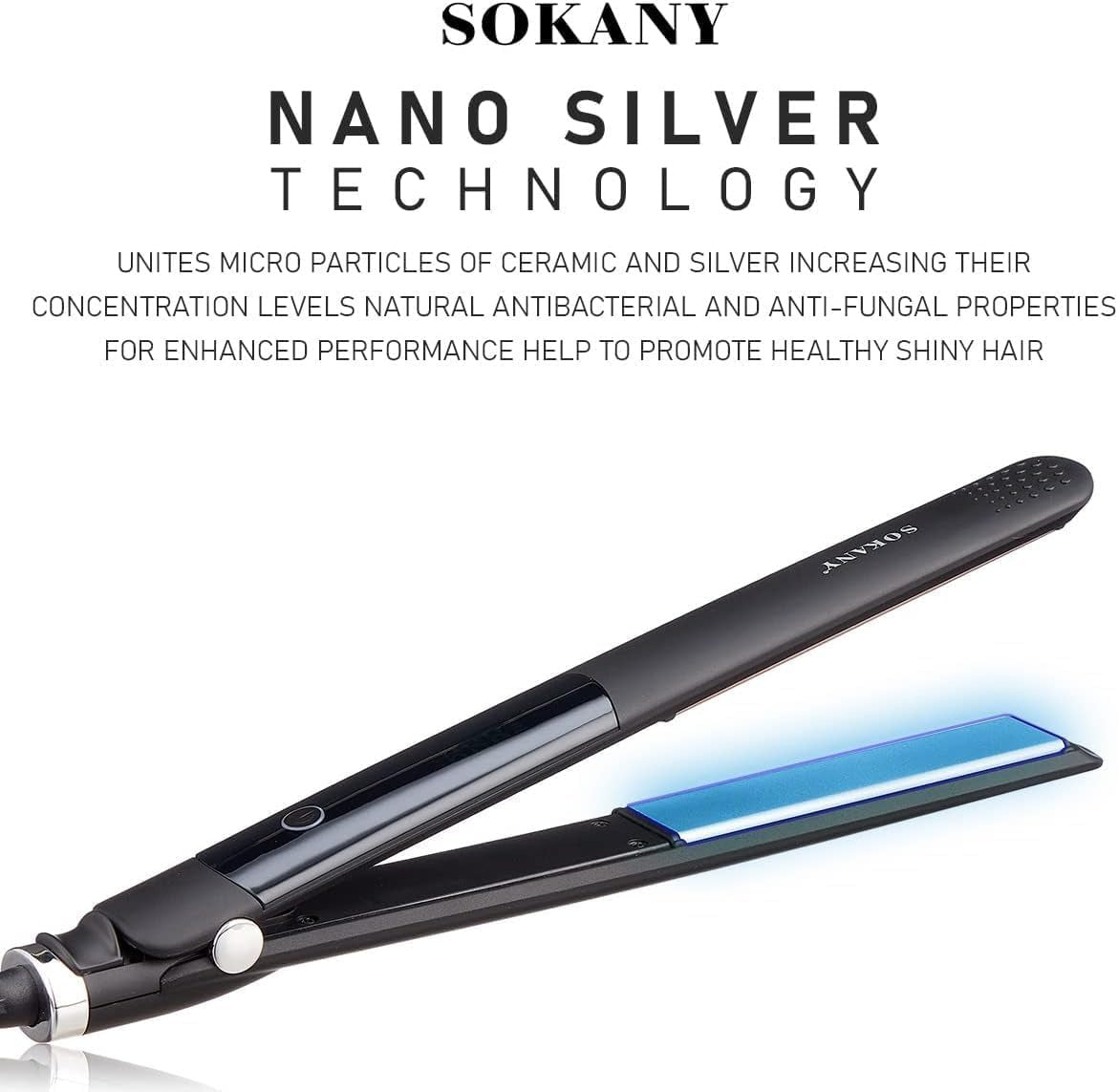 SOKANY hair straightener with nano silver technology on a white background