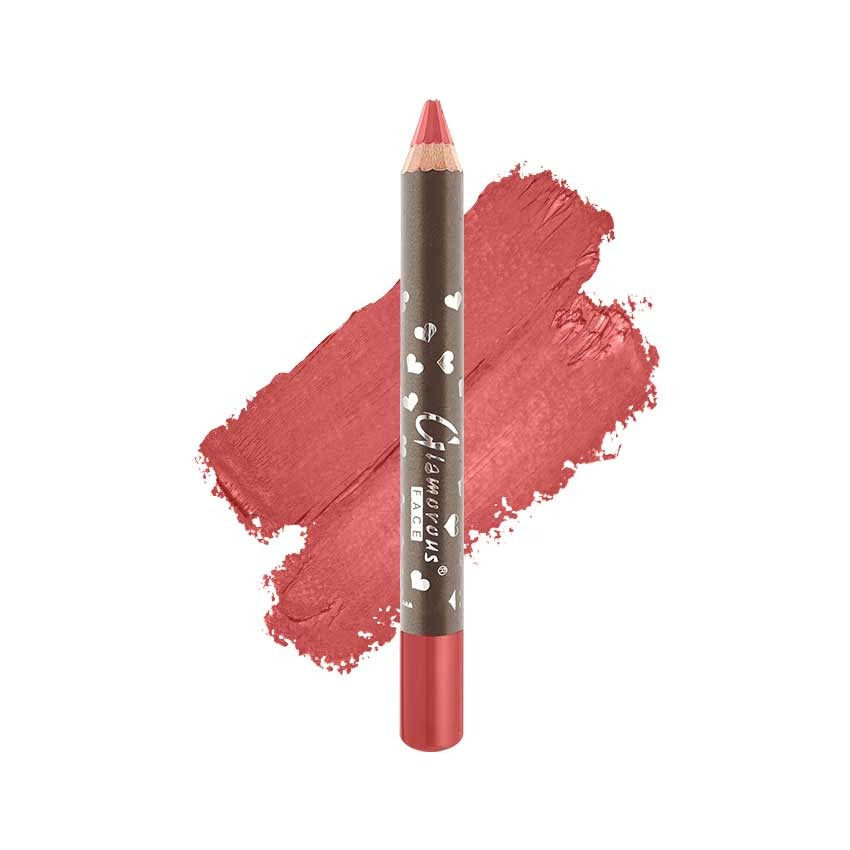 Lip liner pencil with pink color swatch on a white background