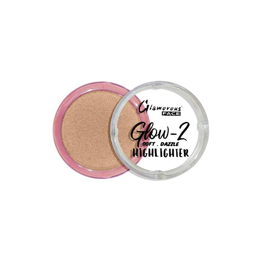 Glamorous Face Glow-2 highlighter with pink and clear lids on a white background
