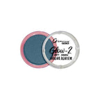 Glamorous Face Glow-2 highlighter with blue powder in a pink container on a white background
