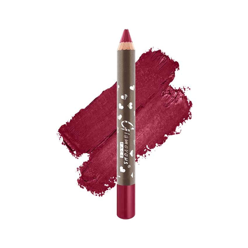 Lip liner pencil with red color swatch on a white background