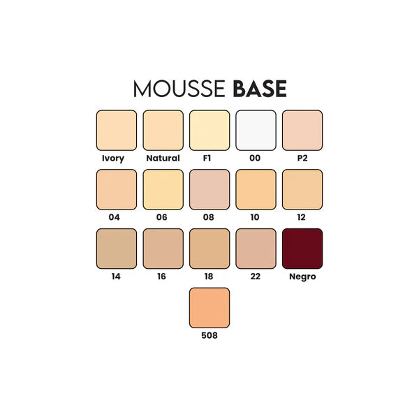 Color swatches for sheaffer mousse base with labels on a white background