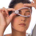 Woman using a Sildne Face And Body Hair Threading System