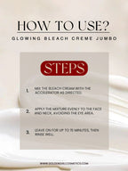 Instructions for using Soft touch Glowing Bleach Creme Jumbo with a beige background