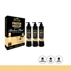 Spa Line By Glamorous Face Brazilian Keratin Hair Treatment packaging and bottles on a white background.