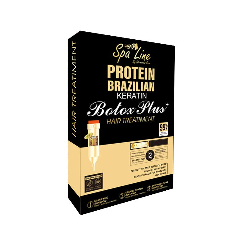 Box of Spa Line Protein Brazilian Keratin Botex Plus hair treatment on a white background