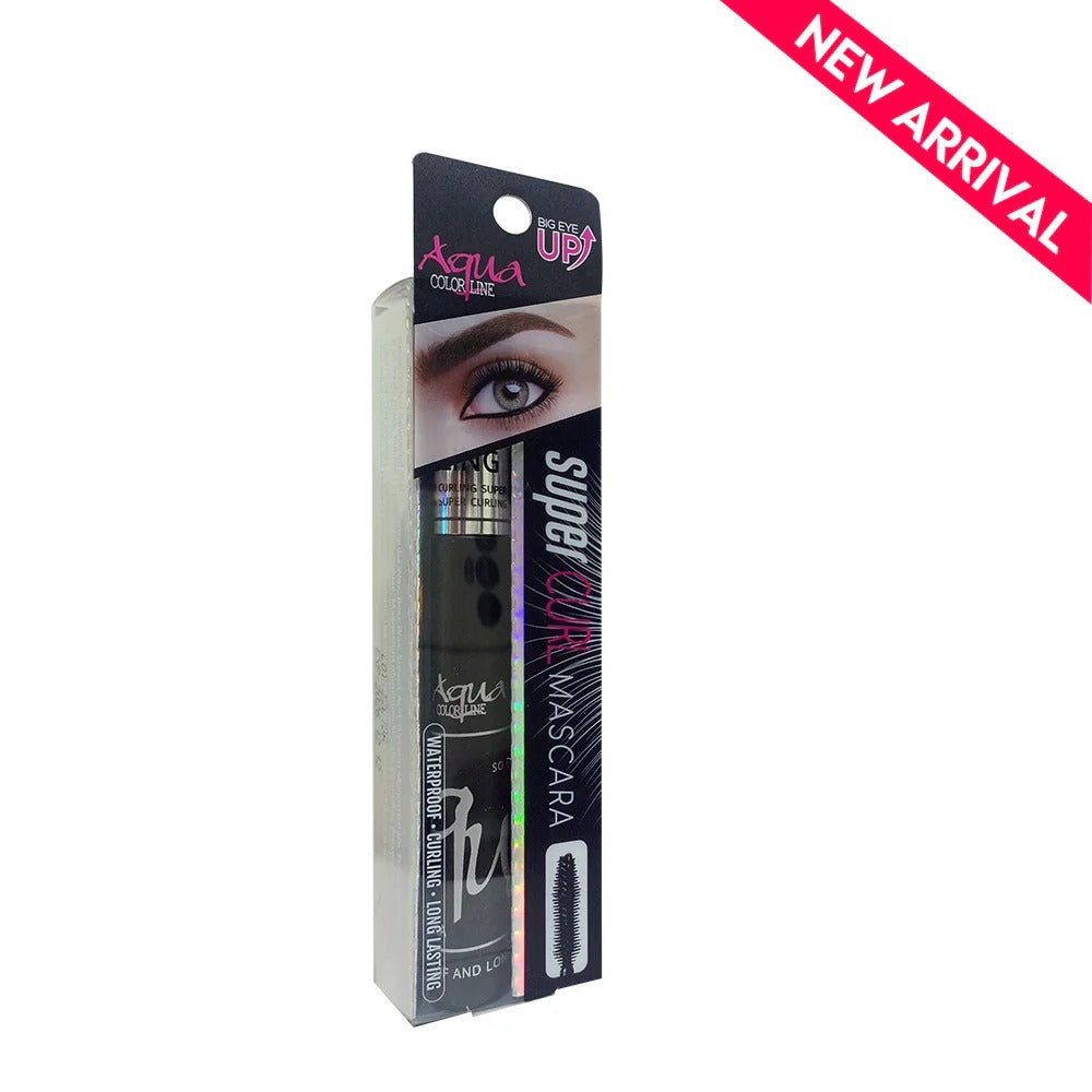 Super Lash mascara packaging with an eye on a white background