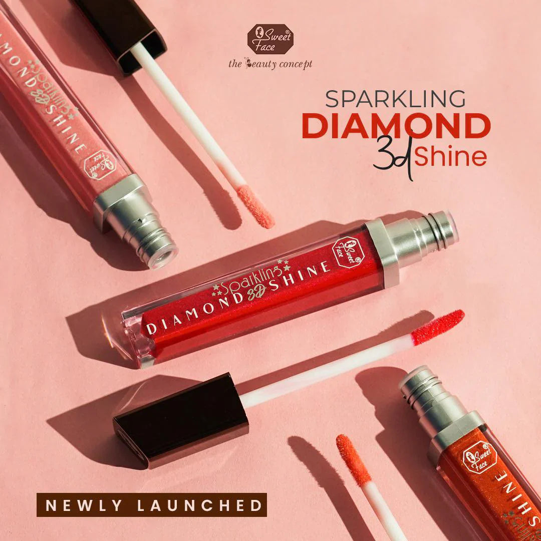 Diamond Shine lip gloss with applicator on a pink background