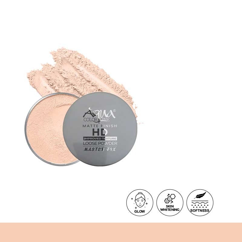 Loose powder with a gray lid on a white background, featuring the brand 'Ava'.