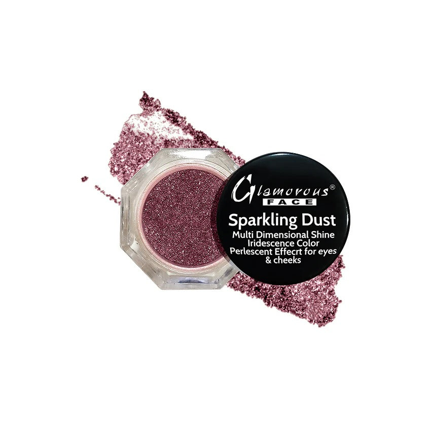 Glamorous Face Sparkling Dust with a black lid on a white background
