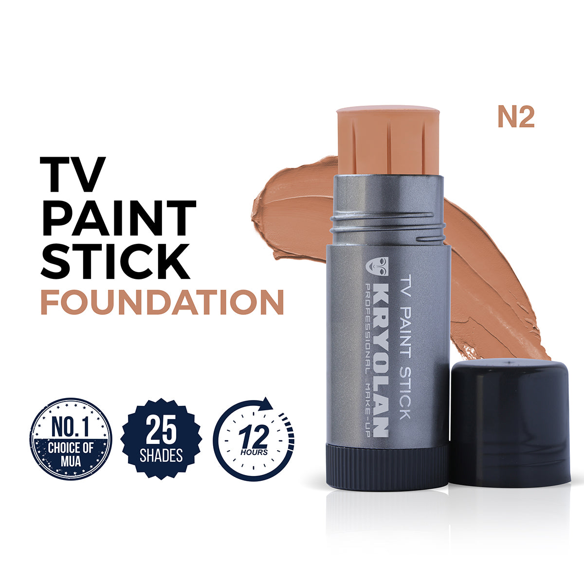 Kryolan TV Paint Stick Foundation with branding and product details on a white background
